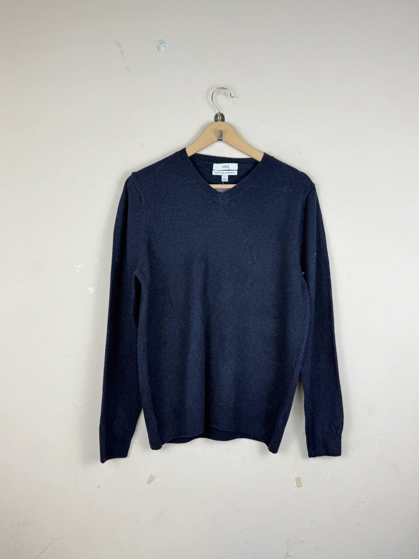 Men's Jumpers & Sweaters | Marks & Spencer | Preloved Branded | DarkBlue Lambs wool | Premium | OTS Thrift Store Peshawar Pakistan