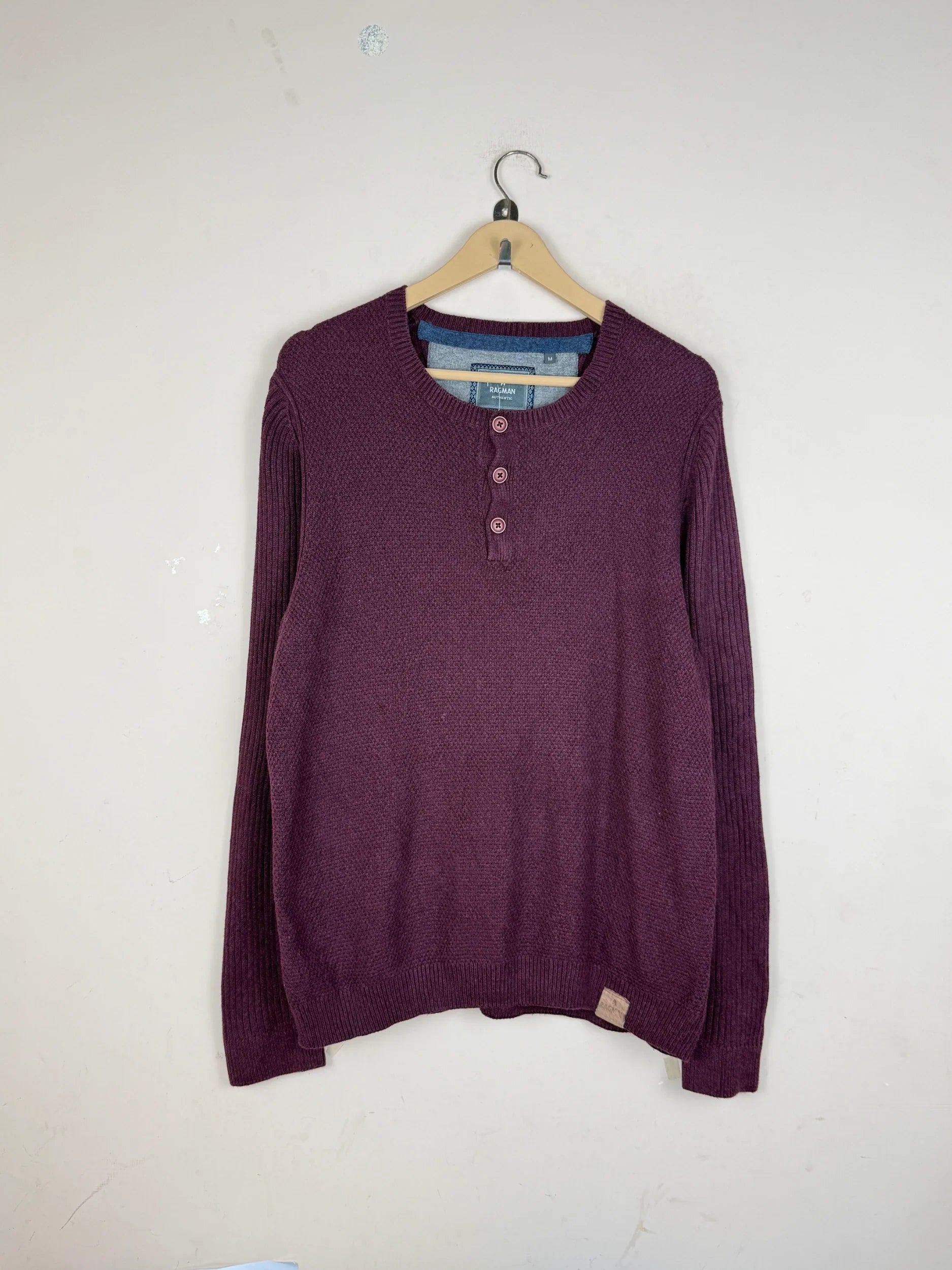 Secondhand Branded Men's Jumpers & Sweaters by Ragman, Maroon Cotton fabric, Premium condition, for Men - Online Thrift Shop Lahore Pakistan