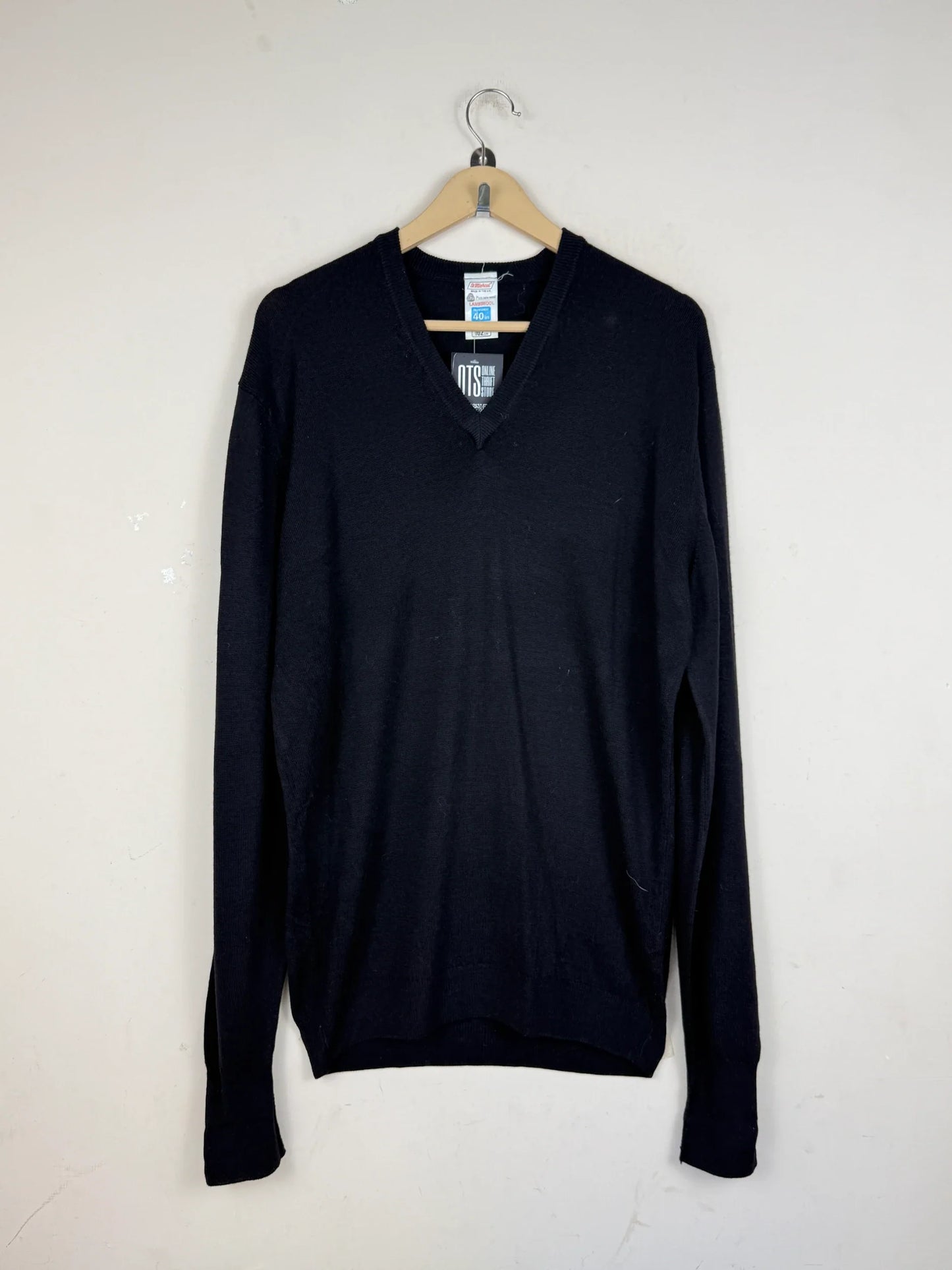 Shop Premium Men's Jumpers & Sweaters by ST michael | Preloved Branded Clothes | Black lambs wool | Men | OTS Thrift Store Peshawar Pakistan