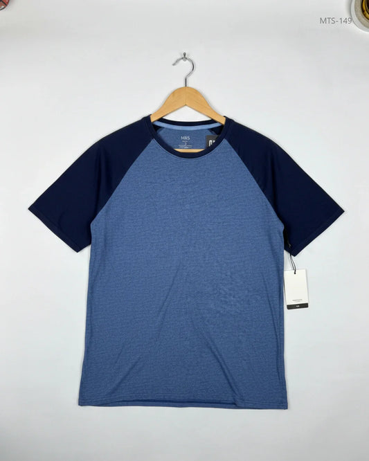 Shop Premium Mens Tshirts by Marks & Spencer | Preloved Branded Clothes | Blue Cotton | Men | OTS Thrift Store Karachi Pakistan