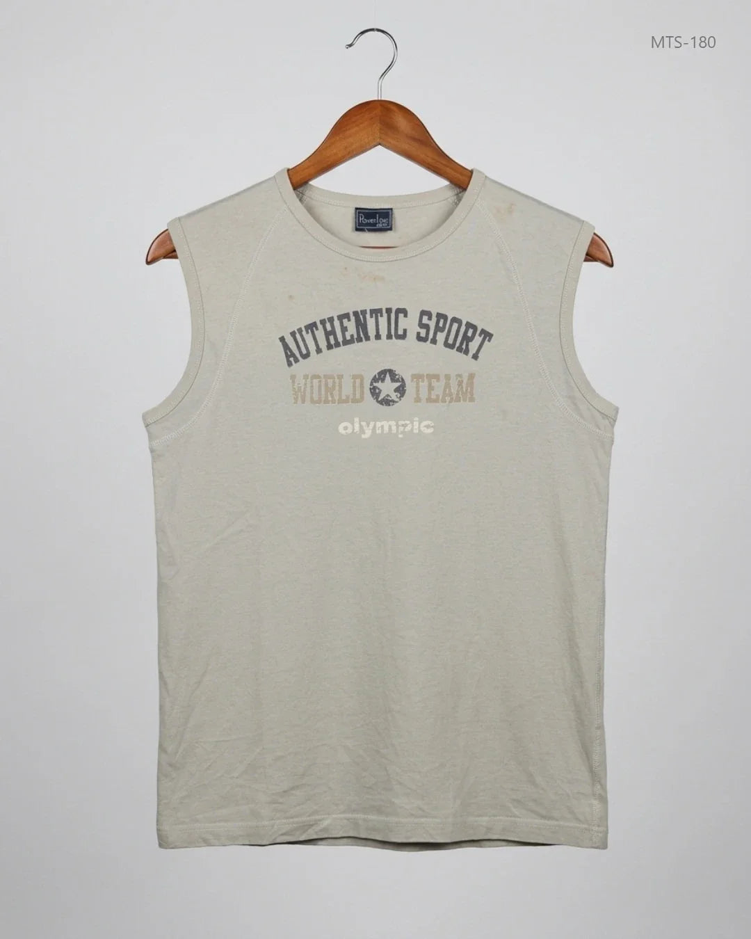 Secondhand Branded Mens Tshirts by POWER Line, Beige Cotton fabric, Premium condition, for Men - Online Thrift Shop Karachi Pakistan