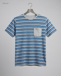 AVENUE (MTS-243) Striped Pocket T-Shirt
