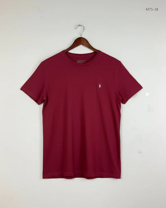 UK Imported secondhand Mens Tshirts - AllSaints brand, MAROON Cotton, Premium condition, for Men's - Online Thrift Store Lahore Pakistan