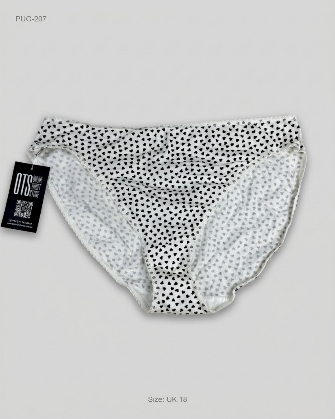 Marks & Spencer Black & White Heart-Print Briefs buy preloved clothing online Pakistan