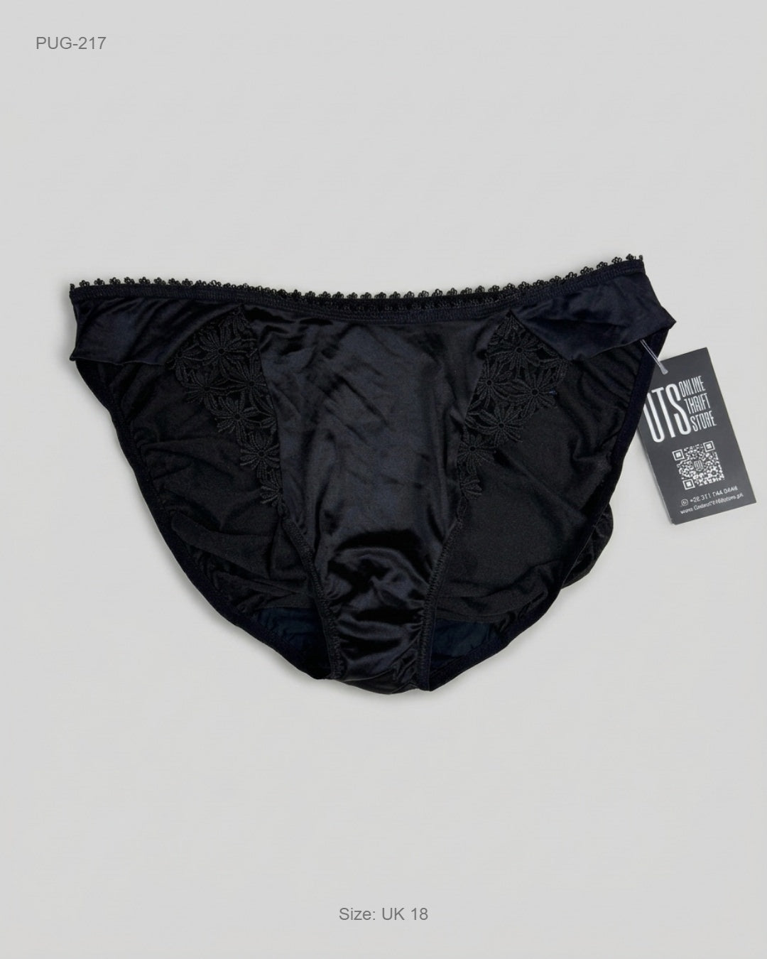Marks & Spencer Black Black Satin and Lace Panties buy preloved clothing online Pakistan