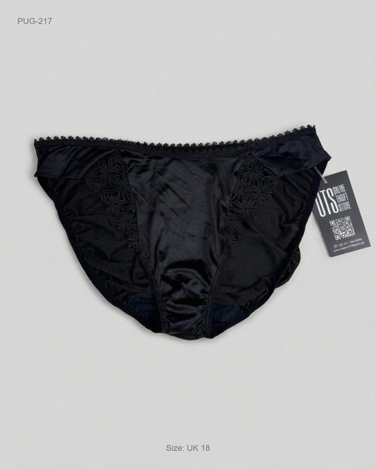 Marks & Spencer Black Black Satin and Lace Panties buy preloved clothing online Pakistan