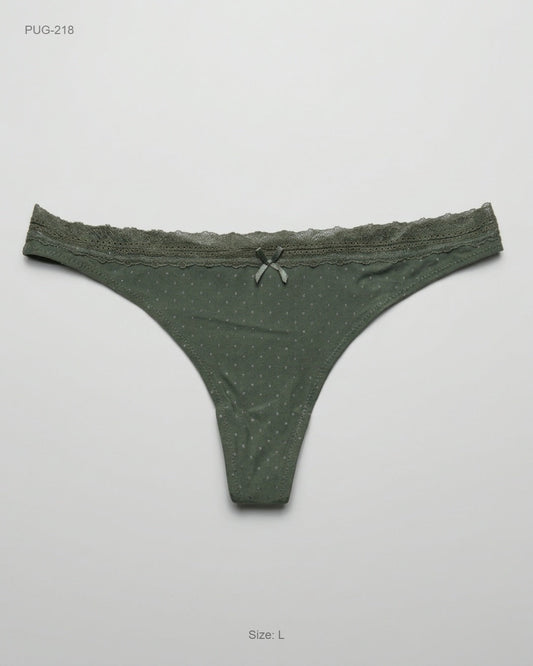 JANINA Green Lace-Trim Thong Panty buy preloved clothing online Pakistan