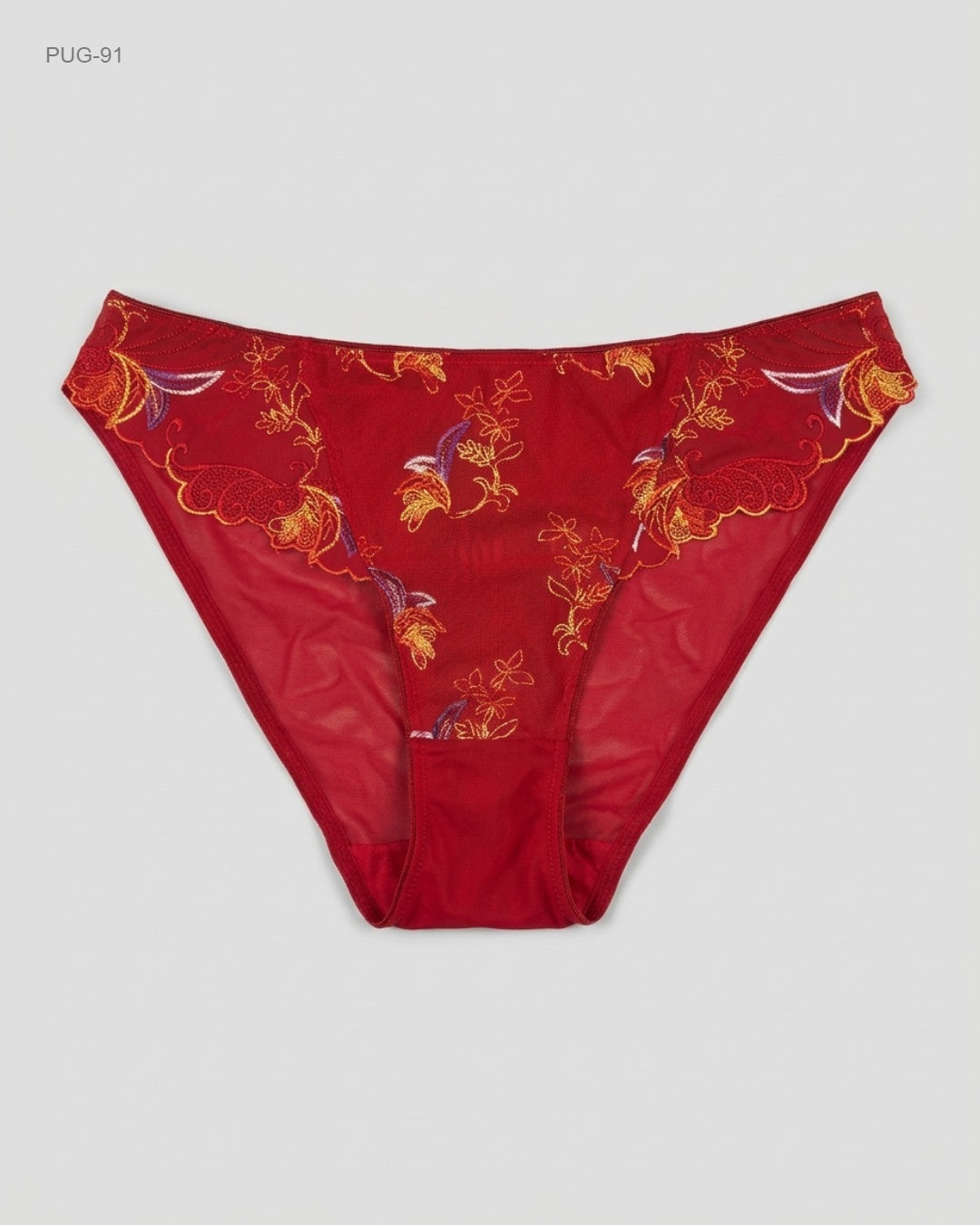 MIRIALE Red Embroidered Mesh Briefs buy preloved clothing online Pakistan