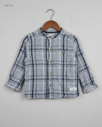 NEWBIE (SBT-181) Mandarin Collar Plaid Shirt