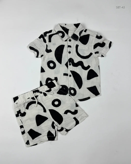 UK Imported secondhand Boys Summer Tops - George brand, Black & White Cotton, Premium condition, for Boys - Online Thrift Store Karachi Pakistan