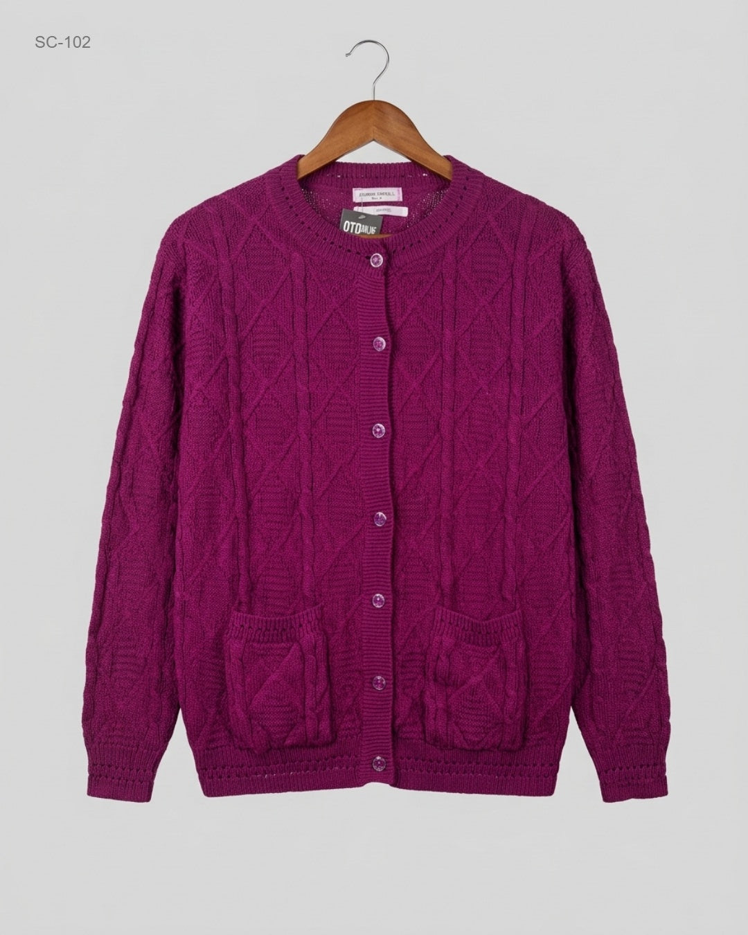 Secondhand Branded Short Cardigans by CATHERINE FARRELL, Purple Polyester fabric, Excellent condition, for - Online Thrift Shop Karachi Pakistan