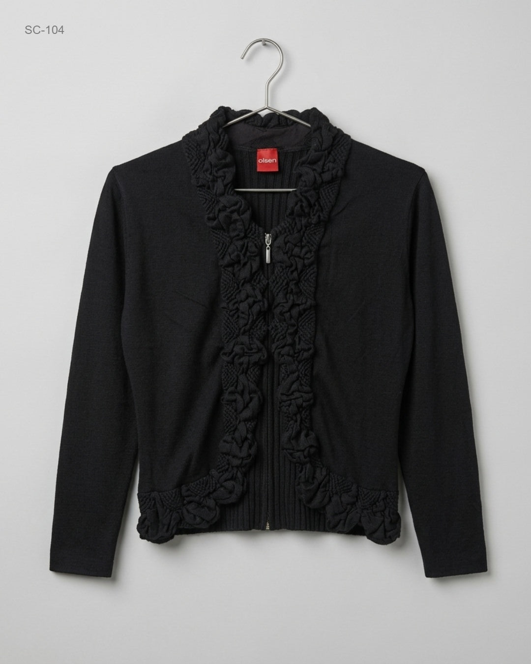 Shop Premium Short Cardigans by Olsen | Preloved Branded Clothes | Black Polyester | | OTS Thrift Store Lahore Pakistan