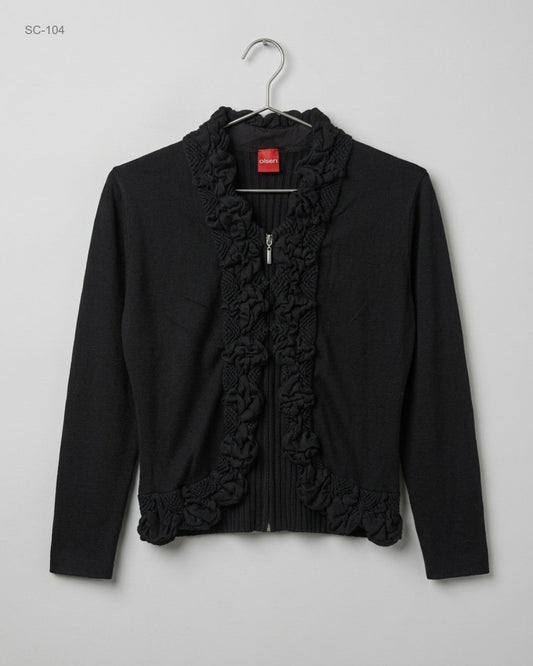 Shop Premium Short Cardigans by Olsen | Preloved Branded Clothes | Black Polyester | | OTS Thrift Store Lahore Pakistan