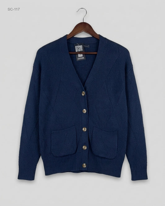 UK Imported secondhand Short Cardigans - Marks & Spencer brand, Blue Cotton, Premium condition, for - Online Thrift Store Peshawar Pakistan