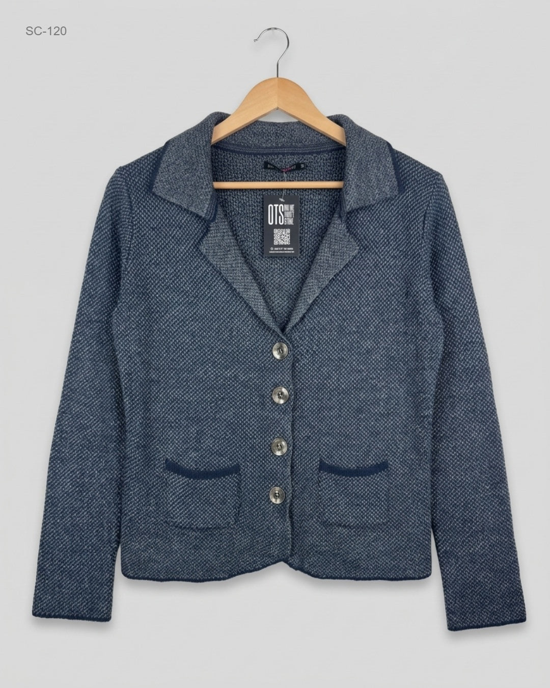 Preloved Premium Short Cardigans by MADE IN ITALY, Gray Acrylic for - OTS Thrift Shop Lahore Pakistan