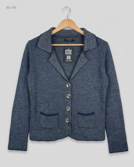 Preloved Premium Short Cardigans by MADE IN ITALY, Gray Acrylic for - OTS Thrift Shop Lahore Pakistan