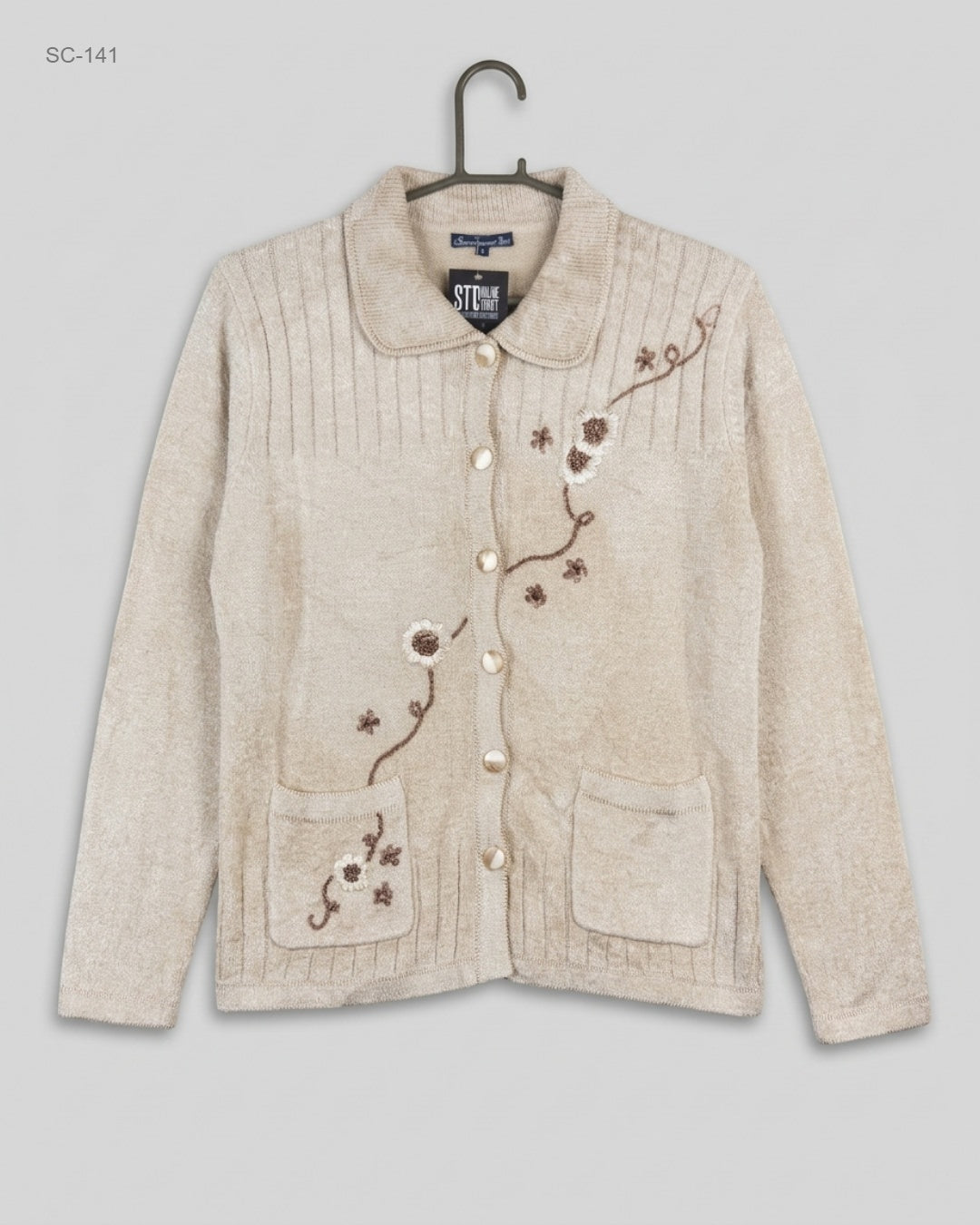 Short Cardigans | Sarah Hamilton | Preloved Branded | Beige Acrylic | Premium | OTS Thrift Store Islamabad Pakistan