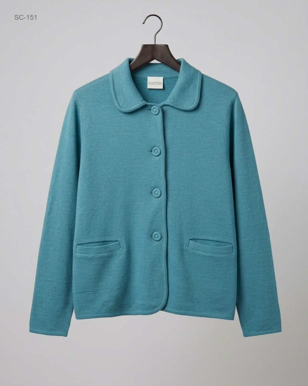 Preloved Premium Short Cardigans by EASTEX, Teal Wool for - OTS Thrift Shop Lahore Pakistan