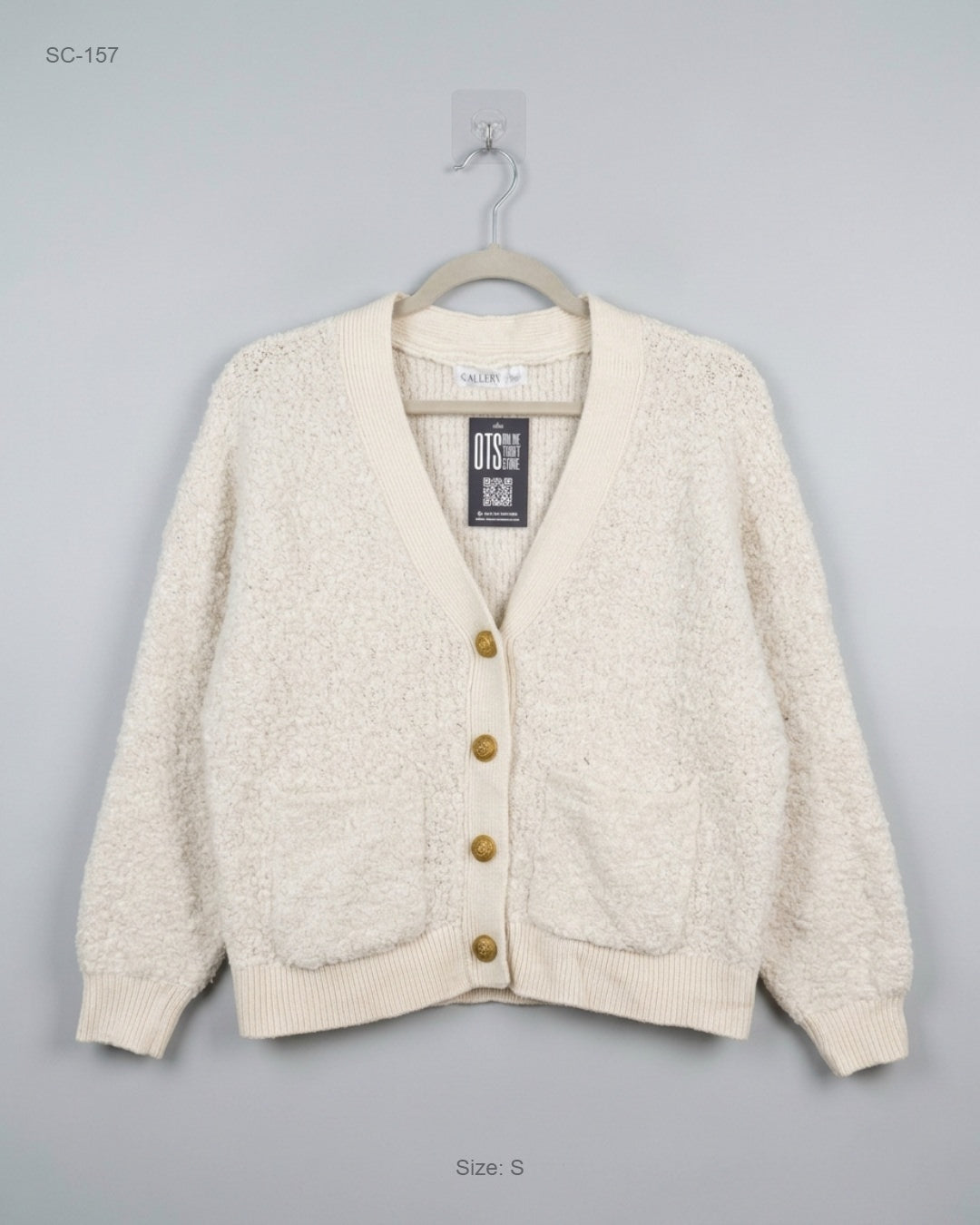 Short Cardigans | GALLERY | Preloved Branded | Beige Polyester | Premium | OTS Thrift Store Karachi Pakistan