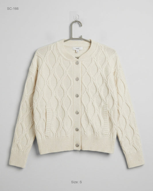 Short Cardigans | Marks & Spencer | Preloved Branded | OffWhite Polyester | Premium | OTS Thrift Store Lahore Pakistan