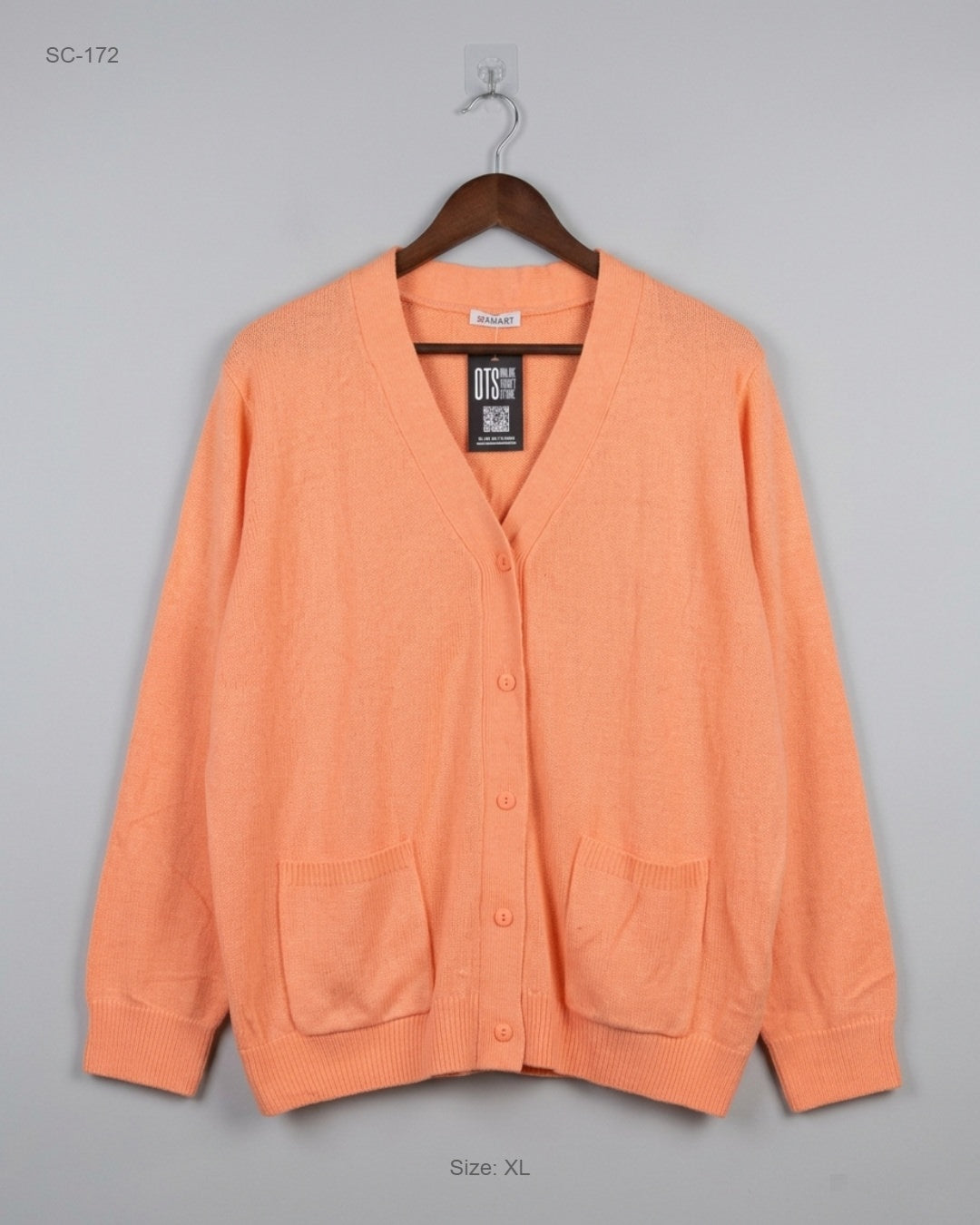 Preloved Premium Short Cardigans by Damart, Coral Acrylic for - OTS Thrift Shop Karachi Pakistan