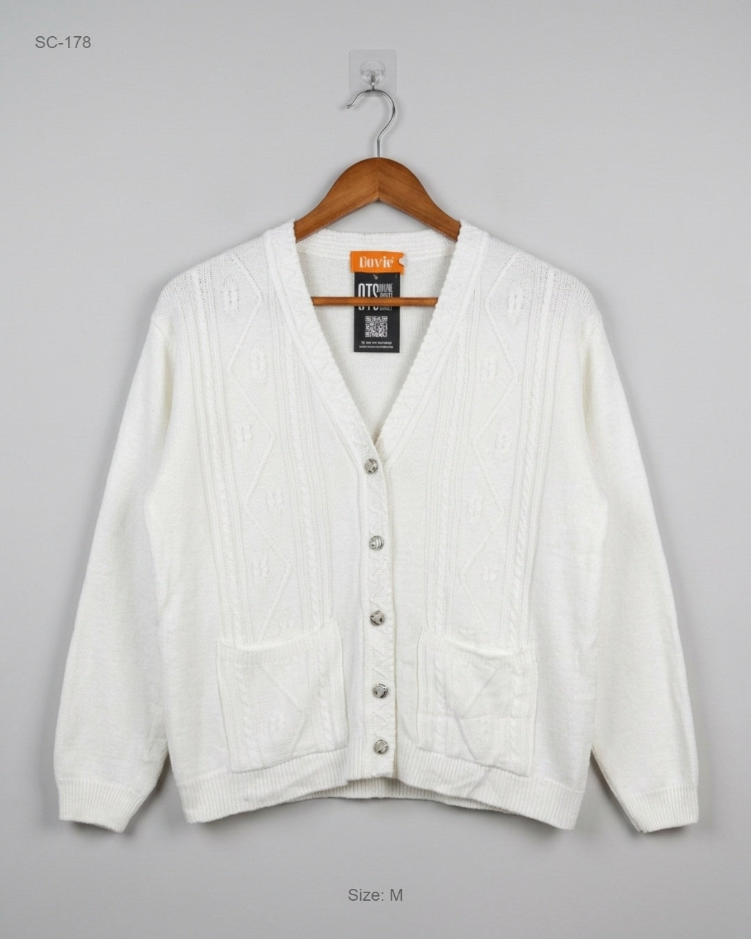 UK Imported secondhand Short Cardigans - UVIR brand, White Acrylic, Premium condition, for - Online Thrift Store Karachi Pakistan