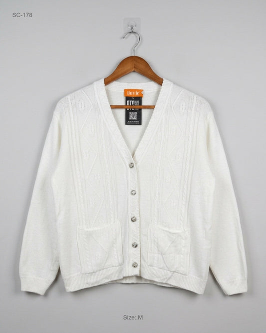 UK Imported secondhand Short Cardigans - UVIR brand, White Acrylic, Premium condition, for - Online Thrift Store Karachi Pakistan