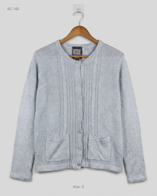 Premium Condition Short Cardigans | Preloved Honor Millburn | Gray Acrylic | Thrift Shop for Karachi Pakistan | OTS