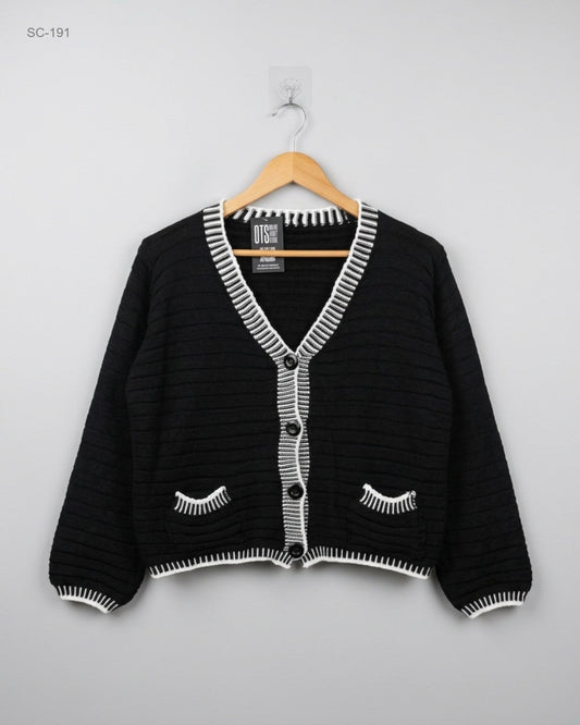 Shop Premium Short Cardigans by CUT LABEL | Preloved Branded Clothes | Black Viscose | | OTS Thrift Store Peshawar Pakistan