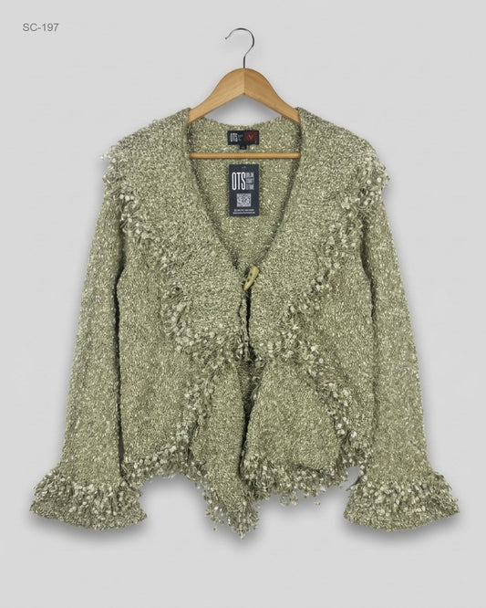 Secondhand Branded Short Cardigans by STEPHER, Green Nylon fabric, Premium condition, for - Online Thrift Shop Lahore Pakistan