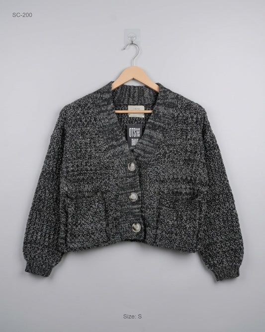 Shop Premium Short Cardigans by Urban | Preloved Branded Clothes | Grey Acrylic | Women | OTS Thrift Store Peshawar Pakistan