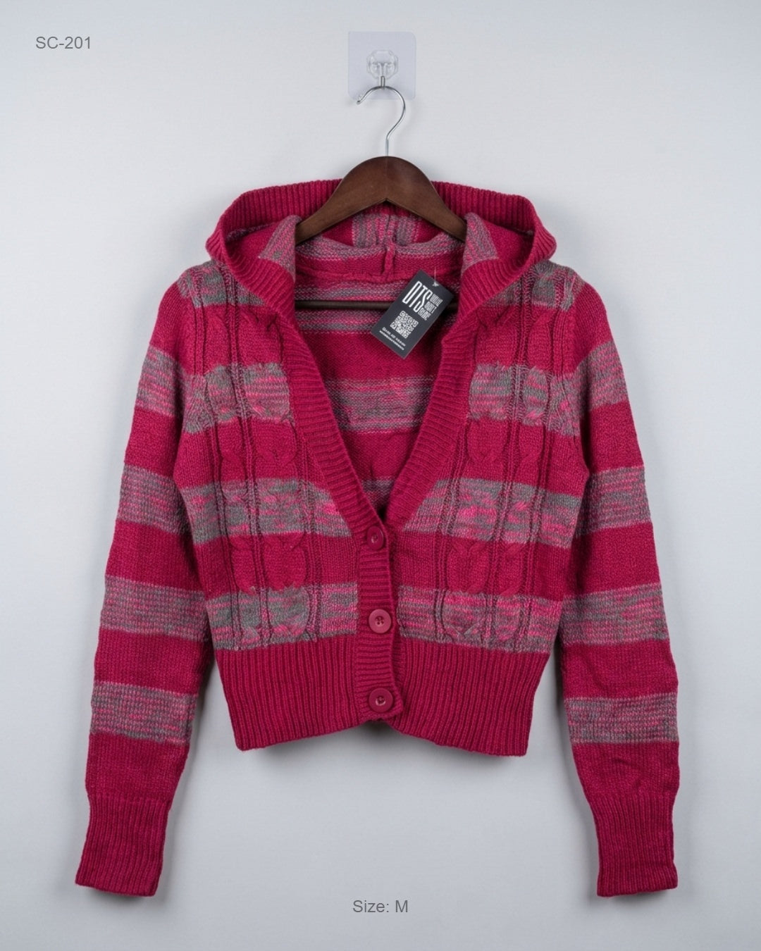 Preloved Premium Short Cardigans by No Boundaries, Maroon Acrylic for Women - OTS Thrift Shop Karachi Pakistan