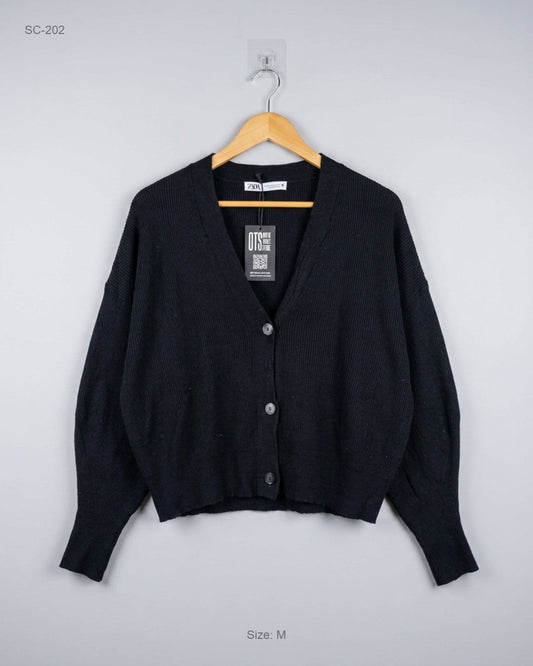 UK Imported secondhand Short Cardigans - Zara brand, Black Viscose, Premium condition, for Women - Online Thrift Store Lahore Pakistan