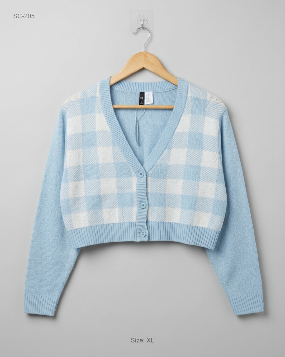 Shop Premium Short Cardigans by H&M | Preloved Branded Clothes | Blue Acrylic | Women | OTS Thrift Store Islamabad Pakistan