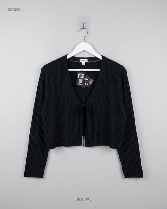 UK Imported secondhand Short Cardigans - Ava & Viv brand, Black Polyester, Premium Plus condition, for Women - Online Thrift Store Peshawar Pakistan