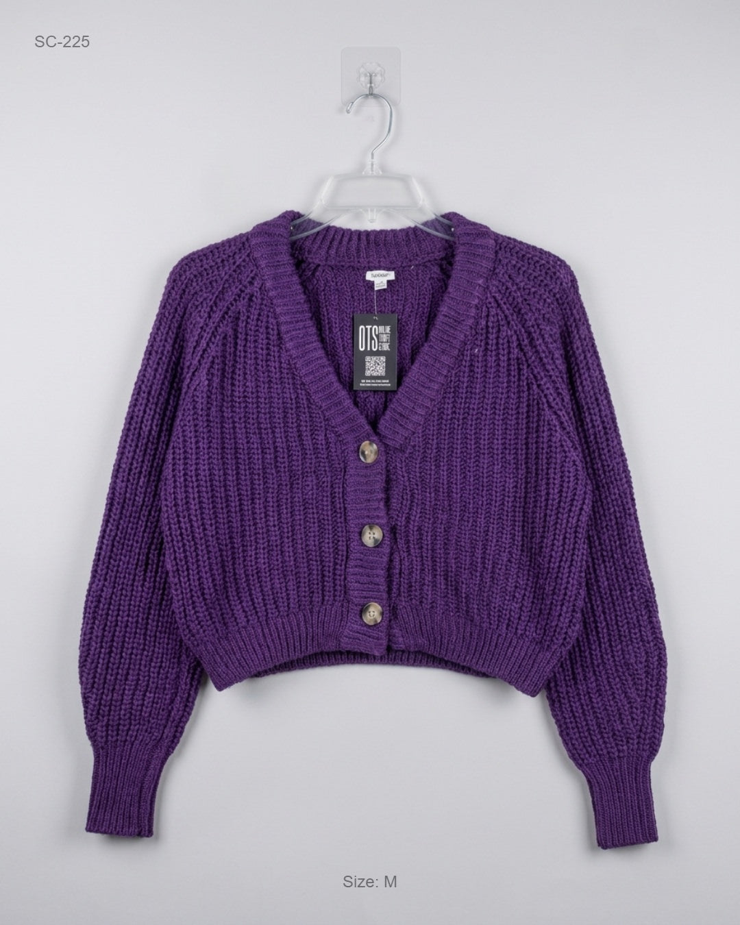 Secondhand Branded Short Cardigans by Garage, Purple Acrylic fabric, Premium condition, for Women - Online Thrift Shop Karachi Pakistan