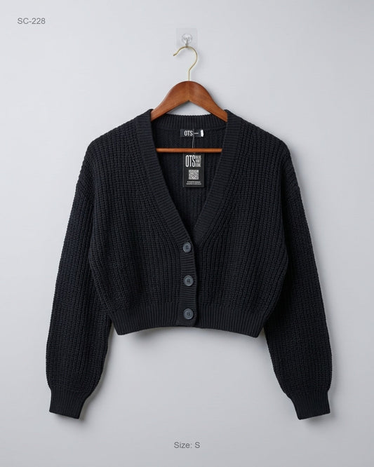 UK Imported secondhand Short Cardigans - H&M brand, Black Acrylic, Premium condition, for Women - Online Thrift Store Islamabad Pakistan