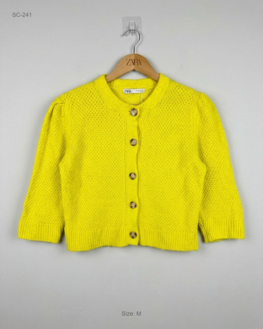 Premium Condition Short Cardigans | Preloved Zara | Yellow Acrylic | Thrift Shop for Women Karachi Pakistan | OTS