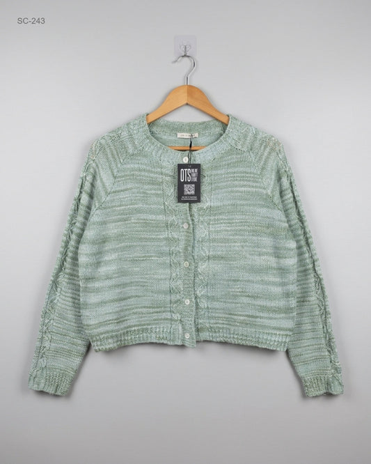 Secondhand Branded Short Cardigans by ONE OF A KIND, Green Acrylic fabric, Premium condition, for Women - Online Thrift Shop Karachi Pakistan