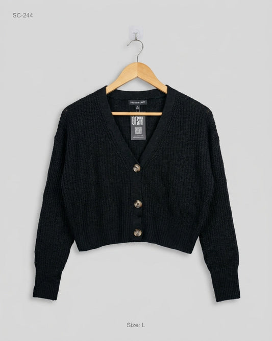 Premium Condition Short Cardigans | Preloved Streetwear | Black Acrylic | Thrift Shop for Women Islamabad Pakistan | OTS