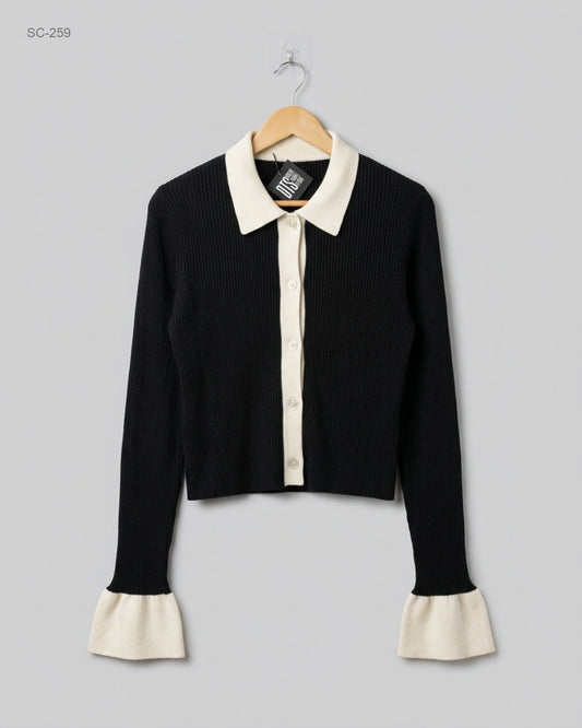 Premium Condition Short Cardigans | Preloved CUT LABEL | Black Polyester | Thrift Shop for Women Lahore Pakistan | OTS