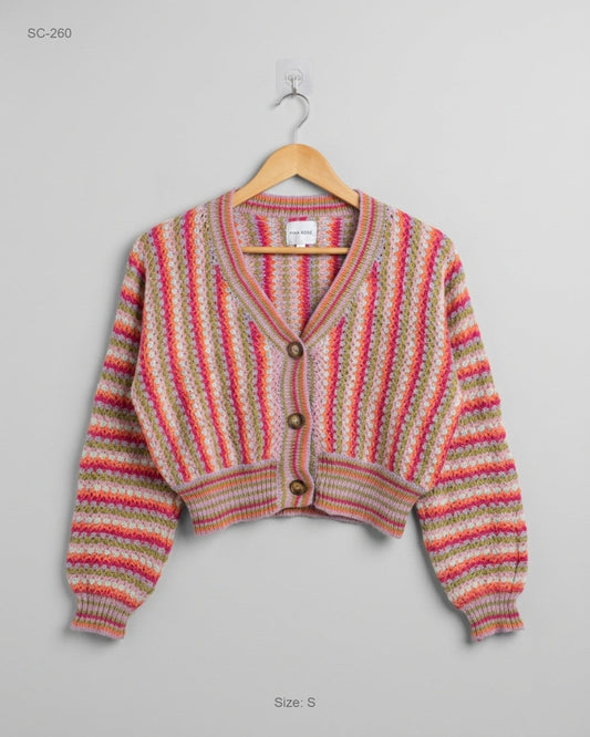 Secondhand Branded Short Cardigans by Pink Rose, Multi Polyester fabric, Premium condition, for Women - Online Thrift Shop Karachi Pakistan