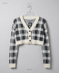 Arizona (SC-274) Cropped Plaid Cardigan