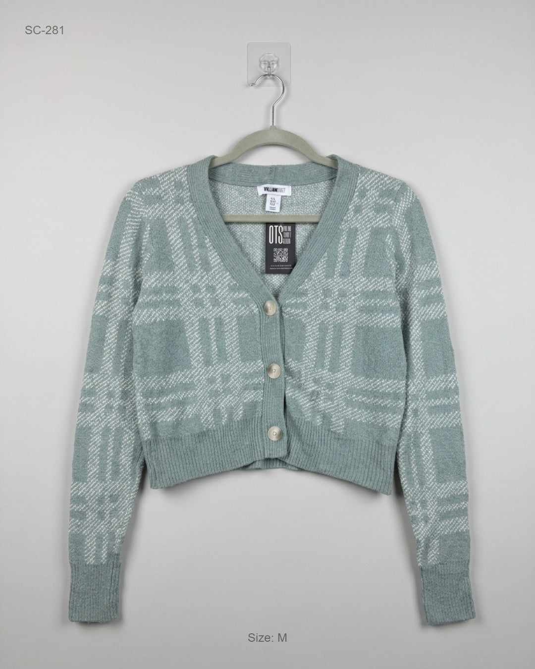 WILLIAMRAST Teal Cropped Knit Cardigan buy preloved clothing online Pakistan
