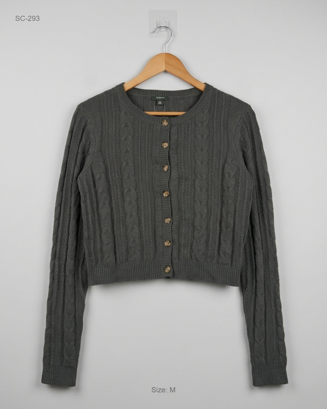 WILD FABLE DarkBlue Cropped Cable-Knit Cardigan buy preloved clothing online Pakistan