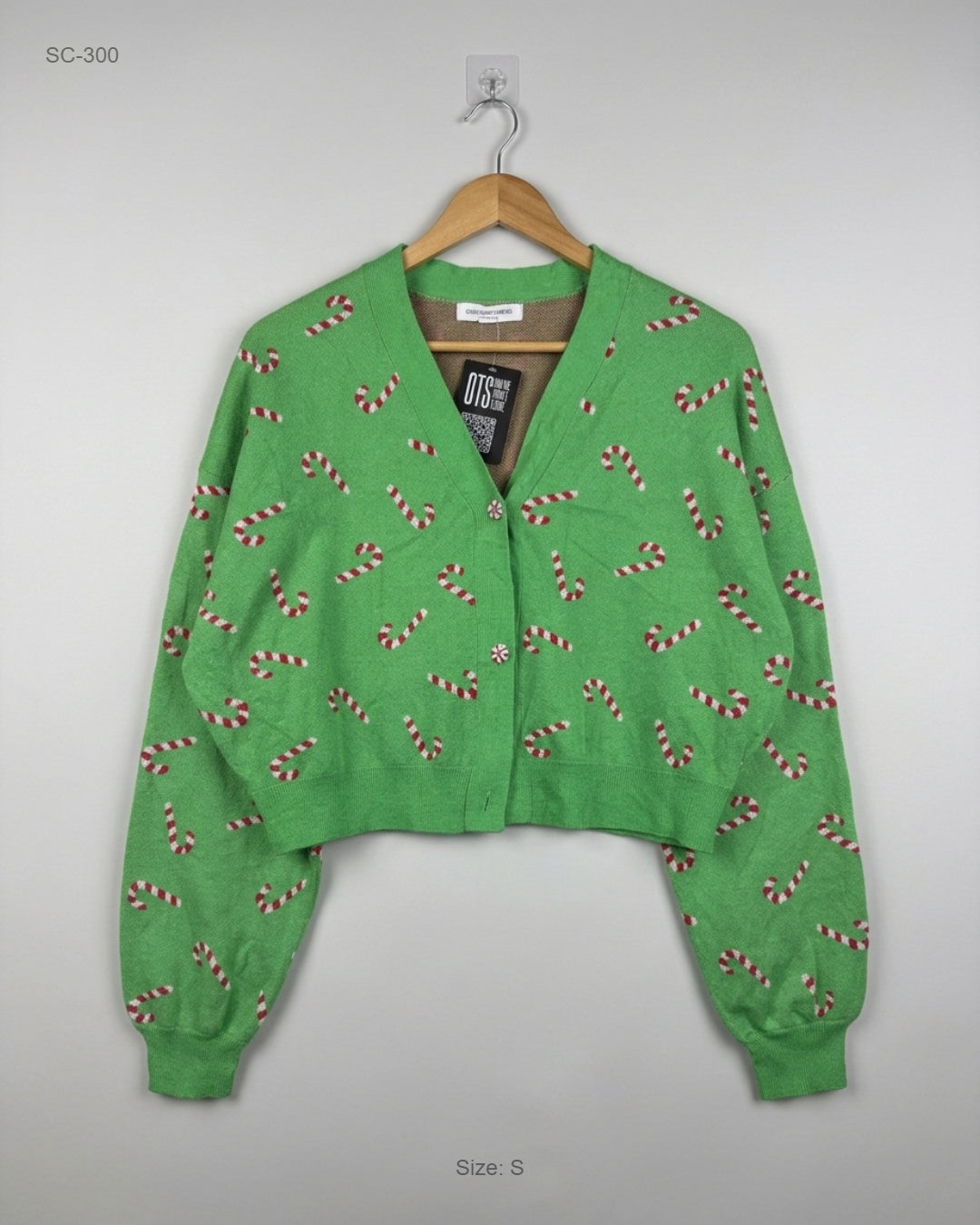 Unknown Green Cropped Knit Cardigan buy preloved clothing online Pakistan
