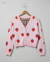CUT LABEL (SC-306) Strawberry Pattern Knit Cardigan