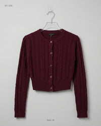 Love Tree (SC-309) Cropped Cable-Knit Cardigan