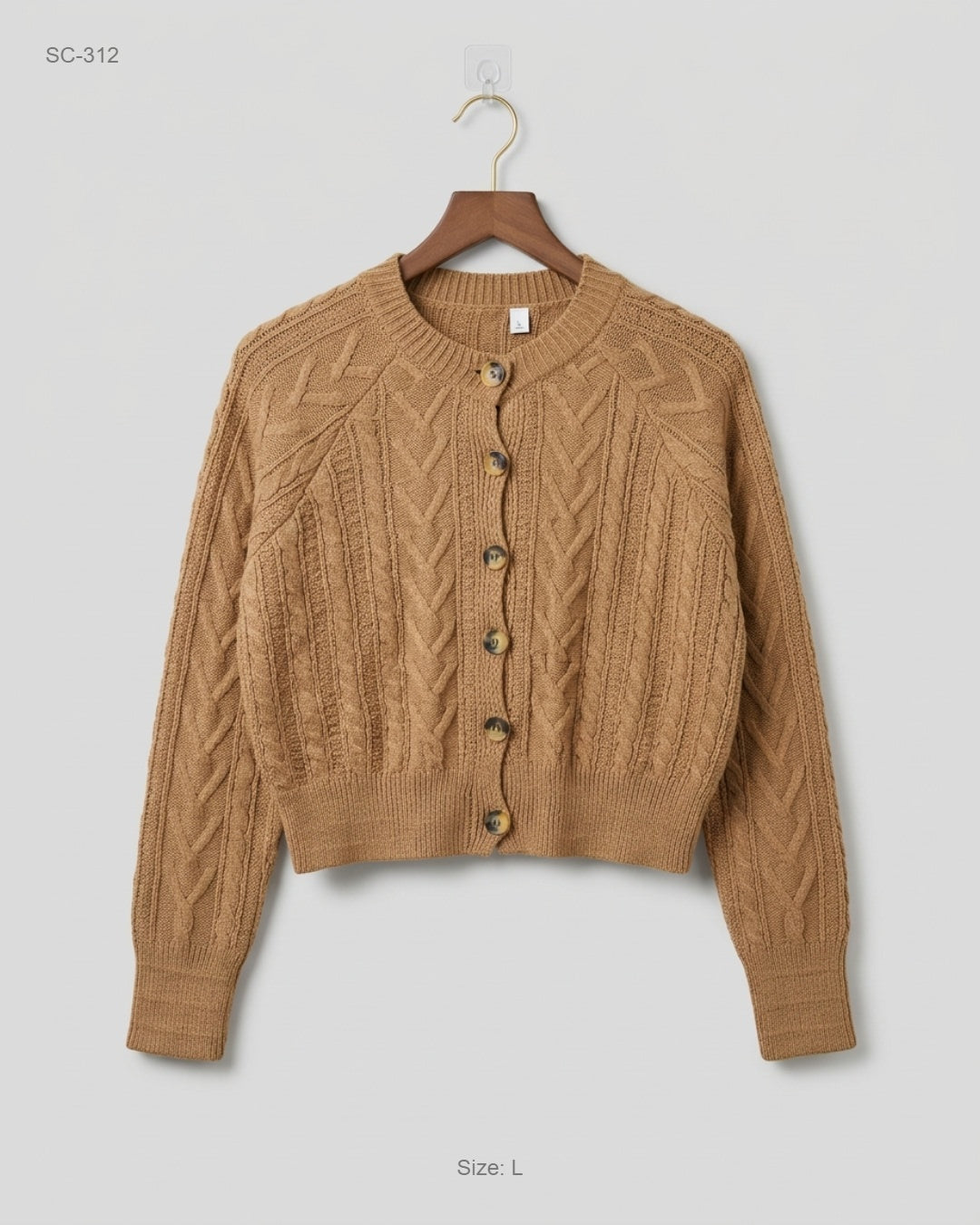 CUT LABEL Brown Cable-Knit Cropped Cardigan buy preloved clothing online Pakistan