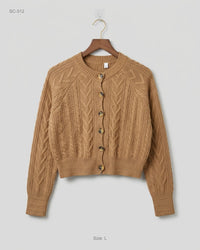 CUT LABEL (SC-312) Cable-Knit Cropped Cardigan